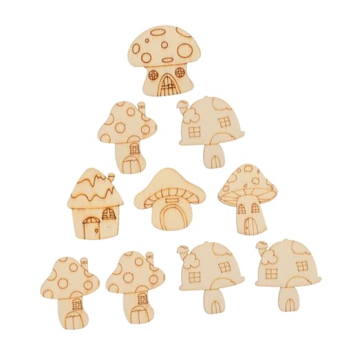 KONTONTY 50 Stück Pilzholzscheiben Unbehandelte Holzstücke Dekorative Holzscheiben Holzverzierungen Künstliche Holzscheiben leere Holzscheiben Holzpilzscheiben Holzpilze Pappelbrett Beige von KONTONTY