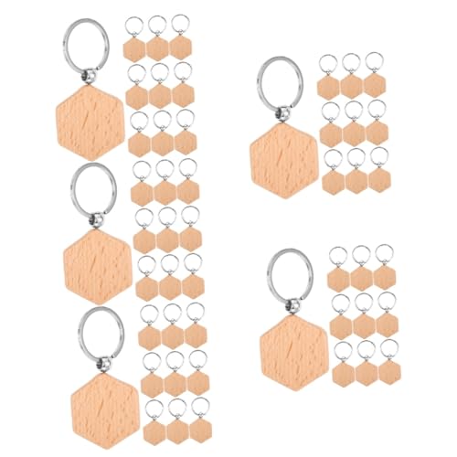 KONTONTY 50 Stück Schlüsselanhänger aus Holz Sublimations-Schlüsselanhänger-Rohlinge Schlüsselanhänger-Haken-Ringe custom keychain schlüsselhalter betolz unfertiger leerer Schlüsselanhänger von KONTONTY