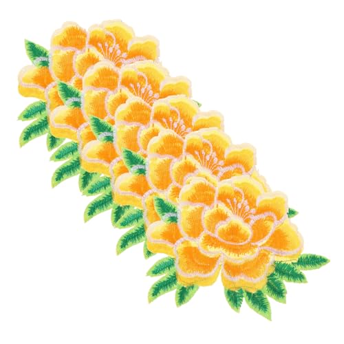 KONTONTY 5St Klebstoffe Stickereiflecken Aufnäher für Kleidung nähen bestickt Stickereiapplikationen bügelbilder Flicken für Kleidung Stoffflicken aufbügeln Blumenbeete Polyester Yellow von KONTONTY