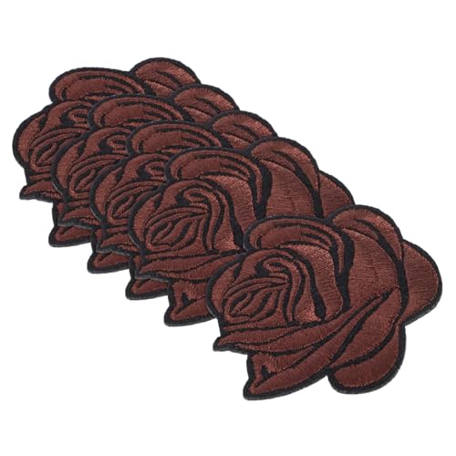 KONTONTY 5St Rosenbeet bügel patches Stich-Patch Applikationen Country-Eisenflicken individuell gestickter Aufnäher Flicken aufbügeln Hutflecken Stickerei Blumen Patch- Baumwolle Brown von KONTONTY