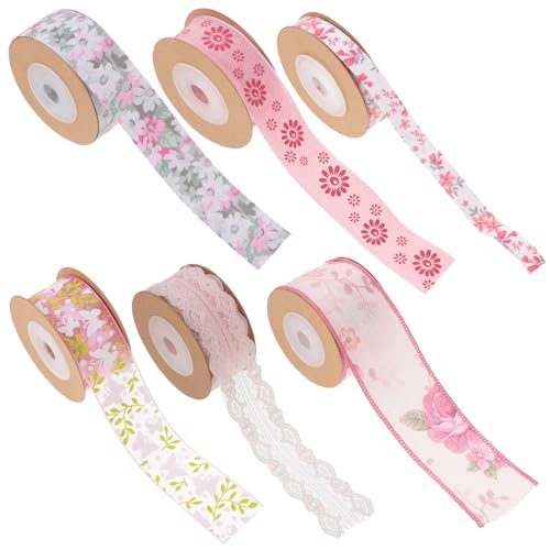 KONTONTY 6 Rollen Schleife seidenband ribbon geschenkkoffer boxes box Streamer Strasssteine Dekorationen Bänder Schneidbares Bastelband Multifunktions-Bastelband Polyester von KONTONTY