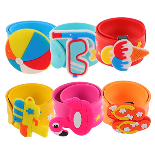 KONTONTY 6st Hawaii Streichelkreis Flamingo-slap-armbänder Schlagarmbänder Für Jungen Retro-slap- Hawaiianische Partygeschenke Für Kinder Schlagarmbänder Für Kinder Party-slap-bands Pvc von KONTONTY