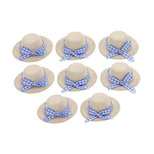 KONTONTY 8 STK Strohhut Zubehör für Babypuppen Miniatur-Puppenhüte Mini-Strohhüte Mini-Hüte Strohhüte für Puppen Puppenhaus Dekoration Puppenhaushüte Dekoration für Strohhüte Weben Beige von KONTONTY