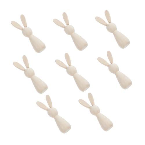 KONTONTY 8st Hasenkopf-holzfigur Holzkaninchen Diy Rohling Hase Aus Unbehandeltem Holz Osterhasen- Aus Holz Tierpuppenkörper Hasenstatue Aus Holz Hasendekor Aus Holz Peg-puppen Khaki von KONTONTY