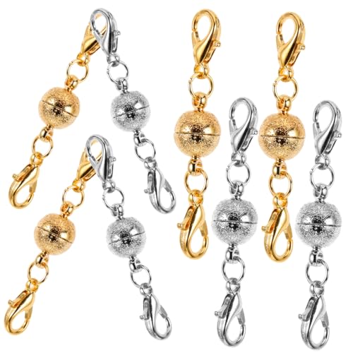 KONTONTY Magnet Kette 8st Magnetischer Karabinerverschluss Gold Schmuckzubehör Halter Halskette Verbindungsverschluss Magnetverschlüsse Bausatz Perlen Armbänder Silberkette Ringe Haken Kupfer von KONTONTY