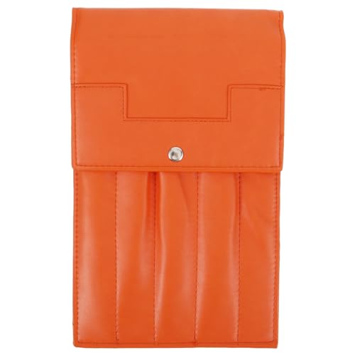 KONTONTY Aufbewahrungstasche Für Nadeln Häkeln Maschine Wickler Ring Einfädler Werkzeug Haken Bausatz Faden Stich Fall Perlen Strickset Strickzubehör Tragbare Nähtasche Orange Leder von KONTONTY