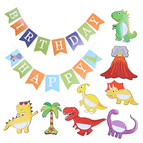 KONTONTY Dinosaurier Motto Partydekorationsbanner Für Kindergeburtstag 1 Satz Geburtstagsbanner Festliche Dino Partydekoration Ideales Zubehör Für Eine Unvergessliche Dinosaurier Feier von KONTONTY