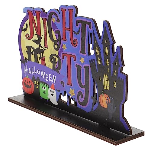 KONTONTY Halloween-Ornamente Halloween-Tischdekoration Halloween-Zeichen Halloween Dekoration Halloween-Dekoration Tischschild Halloween-Nacht-Party-Dekor Halloween Tisch Holzschild von KONTONTY