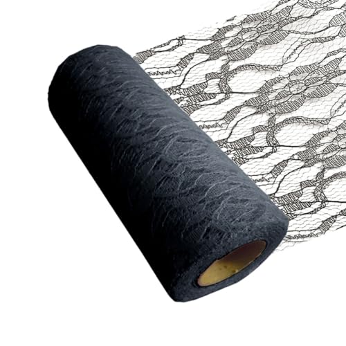 KONTONTY Lace Roll Tischläufer 15CM x 9M Für Hochzeitsdeko Und Partyschmuck Schwarze Spitze Für DIY Dekoration Tischgestaltung Und Bastelprojekte von KONTONTY