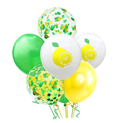 KONTONTY Latexballon Set Deko Ballons Für Geburtstag Hochzeit Shower Und Feste 3 Lemon Muster Ballons 6 Einfarbige Ballons 3 Glitzerballons 2 Bänder von KONTONTY