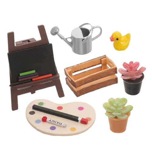 KONTONTY Miniatur-modellbausatz Für Jungen Und Mädchen Puppenhaus-zubehör Miniatur-zeichenbrett Topfblumenpalette Spielzeug-Set von KONTONTY