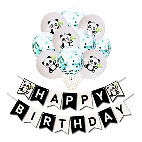 KONTONTY Panda Geburtstagsballons Set Latex Ballons Mit Glitzer Konfetti Panda Banner Und Dekoration Für Kindergeburtstag Perfekte Partydeko von KONTONTY