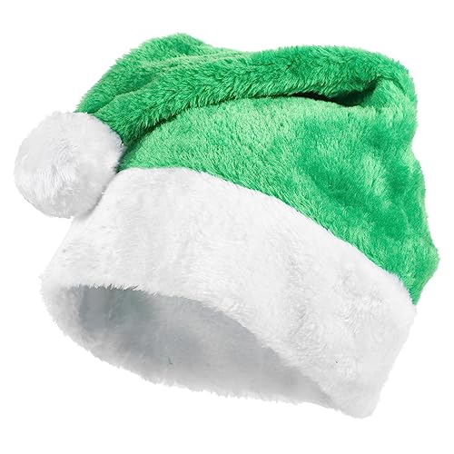 KONTONTY Plüsch-Weihnachtsmütze Weihnachtsdekorationen Weihnachten weihnachtsbekleidung weihnachtsklamotten Weihnachtsmannmütze Weihnachtsfeier-Kostüm-Requisite kurzer Plüsch Green von KONTONTY