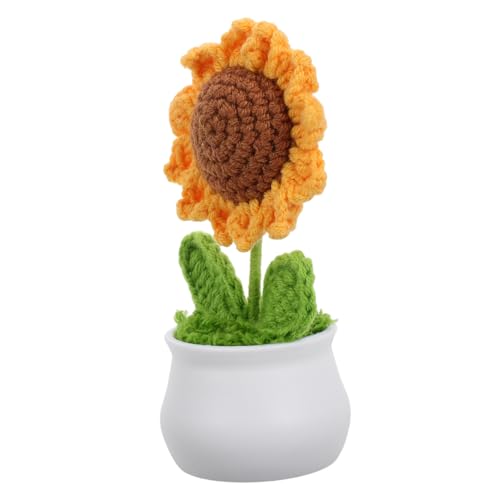 KONTONTY Simulierte Sonnenblumen Autopflanzen Plüschblumen Gestrickte Blumen Gehäkelte Sonnenblume Mini Sonnenblumen Niedliche Gehäkelte Künstliche Sonnenblume Häkelblumen von KONTONTY