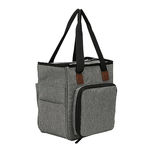 KONTONTY Aufbewahrungstasche Für Wollgarn Schultertasche Für Strickutensilien Mehrere Fächer Grau von KONTONTY