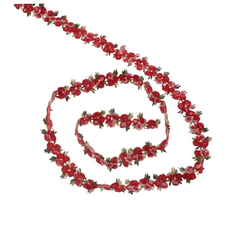 KONTONTY Wasserlösliche Spitze Blumenband Gypsophila Kunstblumen Hochzeitsband Gefälschte Blumen Spitzenbesatz Stoffband Spitzenbänder Aus Stoff Dekorationen Rot Polyestergarn von KONTONTY