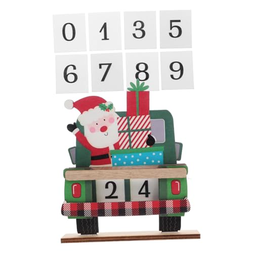 KONTONTY Weihnachtsdekoration roter LKW-Weihnachtsdekor Wichtel-Adventskalender 2024 weihnachtsfest weihnachtsgeschenk Weihnachtstischdekoration aus Holz Schneemann Holztischschild hölzern von KONTONTY