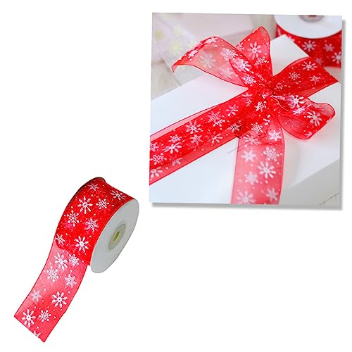 KONTONTY Weihnachtsschneeflocken Dekorationsband 25 Yards x 40 Mm Rot Perfekt Für Geschenkverpackungen Weihnachtsbaum Deko Und Festliche Schleifen Für Eine Stimmungsvolle von KONTONTY