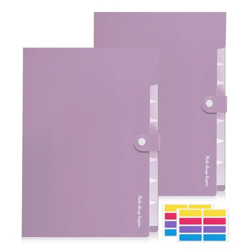 KONVINIT Dokumentenmappe mit fächern a4,Fächermappe 8 Tasche Document Organizer Mappen Ordnersystem A4 Mappe mit 7 fächern Schul Büro Organizer Mappe schulsachen aesthetic,violett 2 Stücke von KONVINIT