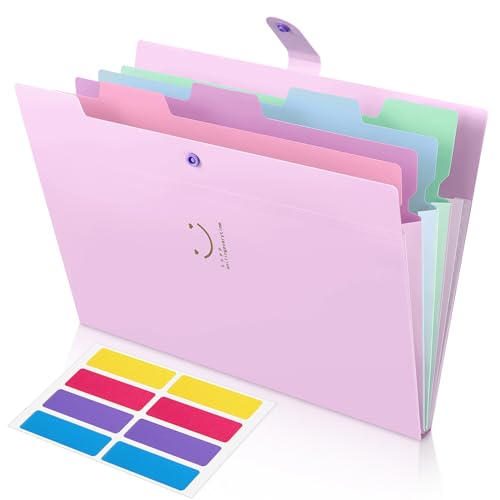 KONVINIT Dokumentenmappe A4,Fächermappe mit 5 Tasche Dokument Organizer Mappe mit Fächern Kunststoff Folder mit Etiketten für Büro Hause Schule,Organizer Mappe Schulmaterial von KONVINIT