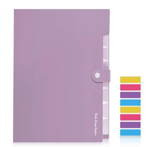 KONVINIT Dokumentenmappe A4 Fächermappe Document Organizer Dokumentenordner Büro Aesthetic School Stuff Sortiermappe mit 7 Fächern Ordnungsmappe aus Kunststoff,violett von KONVINIT