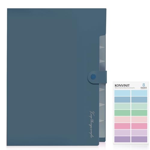 KONVINIT Dokumentenmappe a4 - Fächermappe Mappe mit 7 Fächern PP Erweitern Document Organizer File Folder für Papier Organizer Büro Hause Schul Organizer,blau von KONVINIT