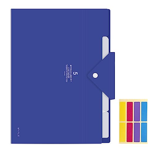 KONVINIT Fächermappe A4,Dokumentenmappe A4 4 Fächer,Erweiterbar Ordnungsmappe Organizer Folder mit Schnalle Mappen Ordnersystem Document Organizer,navy blau von KONVINIT