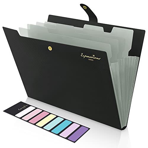 KONVINIT Fächermappe a4 Ordnungsmappe 4 Fächer Dokumentenmappe mit Schnalle Kunststoff Papier Organizer Büro Schul,black von KONVINIT