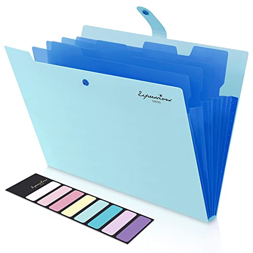 KONVINIT Fächermappe a4 Ordnungsmappe 4 Fächer Dokumentenmappe mit Schnalle Kunststoff Papier Organizer Büro Schul,blue von KONVINIT