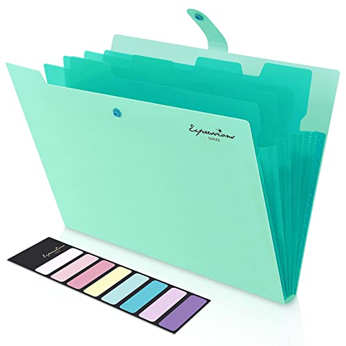 KONVINIT Fächermappe a4 Ordnungsmappe 4 Fächer Dokumentenmappe mit Schnalle Kunststoff Papier Organizer Büro Schul,green von KONVINIT