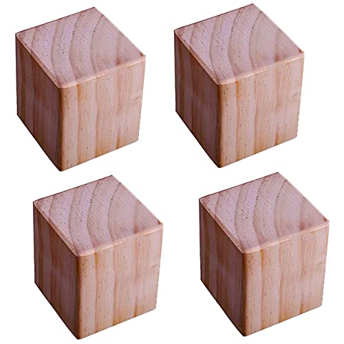 KOOEIN 4stück Möbelbeine Aus Holz,tischbeine,erhöhte Füße,für Esstische,couchtische,Sofas,bettbeine,küchenbeine Für Heimwerker,glatt Poliert,3x3x5cm/1.2x1.2x2in von KOOEIN