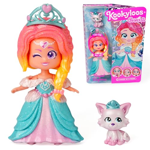 KOOKYLOOS Serie Princess, ROYAL ELEGANCE – Sammelpuppe aus der Princess-Serie. Enthält Puppe, Set aus Kleidung und Schuhen zum Thema Prinzessin, Zubehör und Haustier. 1 Puppe, 3 verschiedene Gesichter von KOOKYLOOS