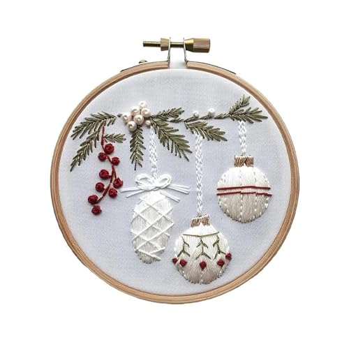 Christmas Embroidery Kit for Beginners Adults, Full Embroidery Hoop Kit with Needles and Thread Included (F) von KOOMAL