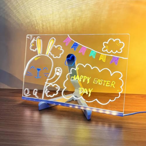 LED-Nachrichtenbrett mit 7 Farben, trocken abwischbar, LED-Notizbrett mit verstellbarem Ständer, beleuchtetes Memo-Acryl-Kritzelei-Schreibtisch-Notizblock, beleuchteter Wortblock für Kinder, Zuhause, von KOOMAL