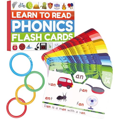 Phonics Flash Cards, Learn to Read Alphabet Flash Cards Set in 20 Stages, Digraphs CVC Blends Long Vowel Sounds, Learning Educational Sensory Toys for Kid Toddler von KOOMAL