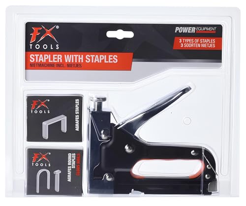 KOOPMAN Heftgerät – 20 x 5 x 21,5 cm – Doppelblister: 1 x Stopfer Gun – Metall, 2 x Box, Papier, X Stück Nägel, 14 x 10 x 1 mm, x Stück Nagel, rund, 12 x 10 x 1 mm, 14 x 10 x 10 mm 1 mm von KOOPMAN