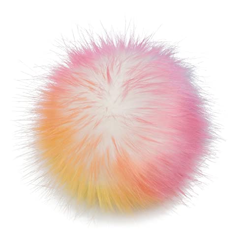 KOOSUFA Kunstfell Bommel Pompon Fellbommel für Mützen Beanies Auto Schlüsselanhänger Tasche Deko (Bunt, 9cm) von KOOSUFA