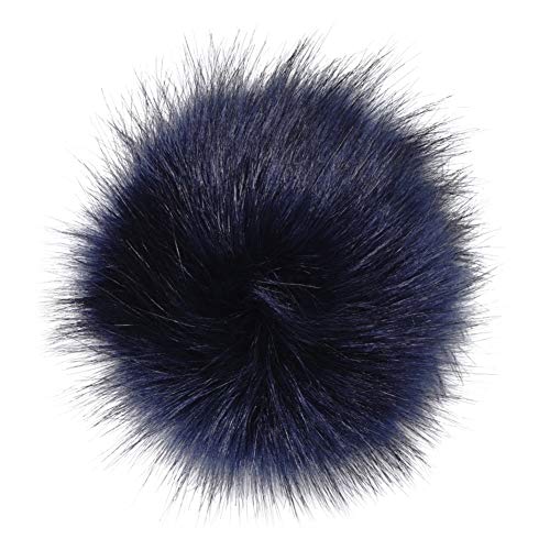 KOOSUFA Kunstfell Bommel Pompon Fellbommel für Mützen Beanies Auto Schlüsselanhänger Tasche Deko (Dunkelblau, 10cm) von KOOSUFA