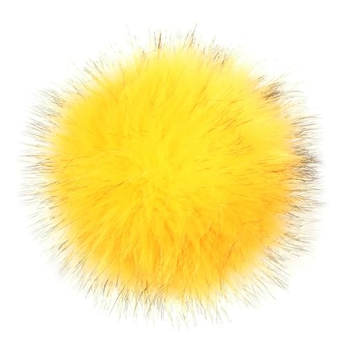 KOOSUFA Kunstfell Bommel Pompon Fellbommel für Mützen Beanies Auto Schlüsselanhänger Tasche Deko (Gelb, 10cm) von KOOSUFA