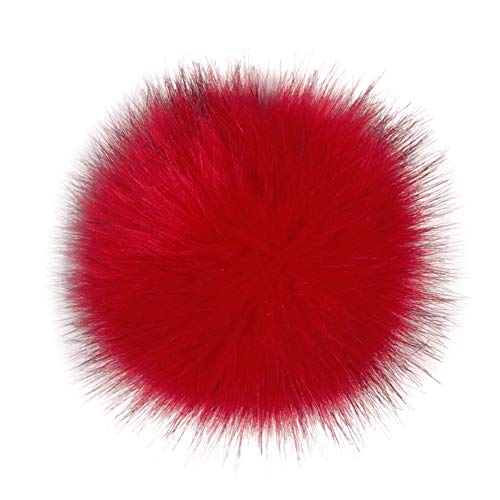 KOOSUFA Kunstfell Bommel Pompon Fellbommel für Mützen Beanies Auto Schlüsselanhänger Tasche Deko (Rot, 10cm) von KOOSUFA