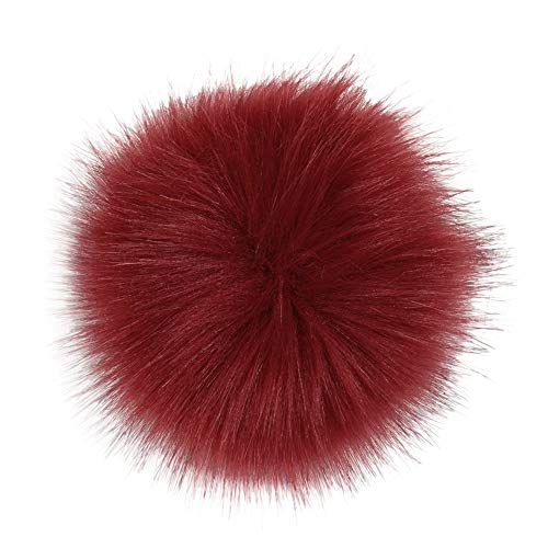 KOOSUFA Kunstfell Bommel Pompon Fellbommel für Mützen Beanies Auto Schlüsselanhänger Tasche Deko (Weinrot, 10cm) von KOOSUFA