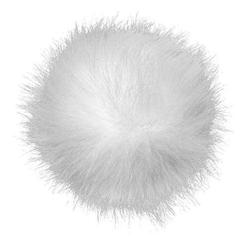 KOOSUFA Kunstfell Bommel Pompon Fellbommel für Mützen Beanies Auto Schlüsselanhänger Tasche Deko (Weiß, 10cm) von KOOSUFA