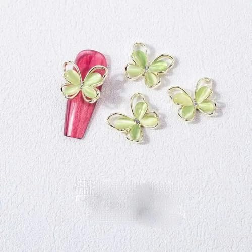 10 Stück 3D-Schmetterling-Nagelkunst-Schmuck-Charms Roségold/Silber/Grau Kristall-Strasssteine 13 * 15 mm Legierung Opal Nagelteile Zubehör-8731 von KOPGBM