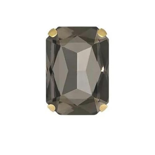 10 x 14 mm, 13 x 18 mm, rechteckige Formen, Kristallglas-Strasssteine mit goldener Klaue zum Aufnähen von Edelsteinen für Kleidungsstücke, Bekleidungszubehör, Grau, 18 x 25 mm, 10 Stück von KOPGBM