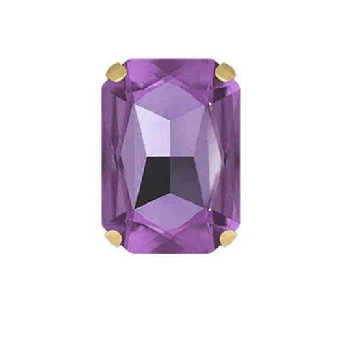 10 x 14 mm, 13 x 18 mm, rechteckige Formen, Kristallglas-Strasssteine mit goldener Klaue zum Aufnähen von Edelsteinen für Kleidungsstücke, Bekleidungszubehör-violett-10 x 14 mm, 20 Stück von KOPGBM