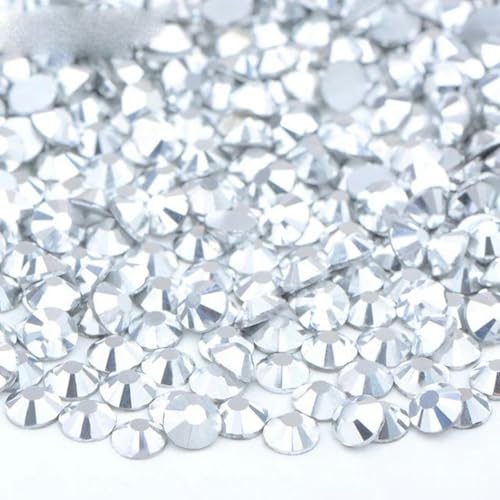 100 Brutto-Großpackung SS6 SS10 SS12 SS16 SS20 SS30 Glas-Strasssteine in AB-Farbe, nicht Hot Fix, flache Rückseite, Strass-DIY-Nagelsteine-05 Silber-SS10, 100 g, 14.400 Stück von KOPGBM