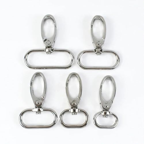 20 Stück 13–38 mm Riemenschnalle für Tasche, Metall, drehbarer Karabinerverschluss, Hundehalsband, Karabinerhaken, Gürtelclip, DIY-Zubehör, 25 mm, 20 Stück, Silber von KOPGBM