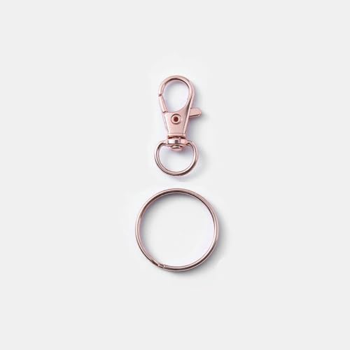 31 mm Hundeschnalle, 25 mm Kreis, Schlüsselanhänger, drehbarer Karabinerverschluss, Haken für Taschen, Gürtel, Hundeketten, DIY-Schmuckherstellung, 10 x Schnalle, 10 x Kreis, Roségold von KOPGBM