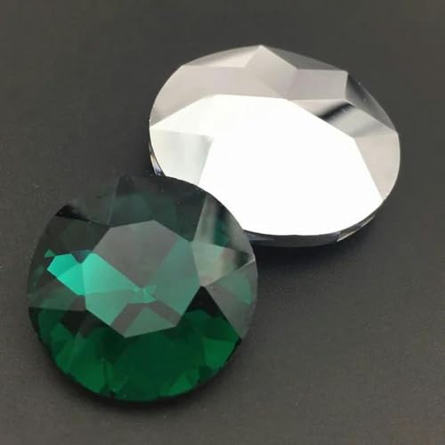 35 mm, supergroßer, runder Strassstein mit Pointback, Baoshihua-Glaskristall, ausgefallener Stein, spitze Rückseite, flache Oberseite, plattierte Farben, grüner Zirkon, 35 mm, 3 Stück von KOPGBM
