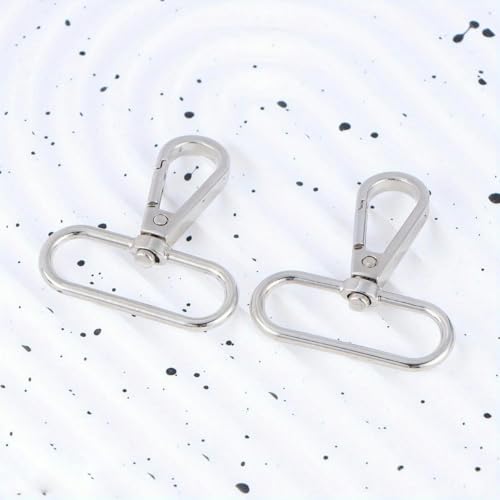 5 Stück ovaler Karabinerverschluss mit Wirbel für Riemen, Push-Tor, Karabinerverschlüsse, Haken, drehbare Schnappclips, 38 mm, 5 Stück, Silber von KOPGBM